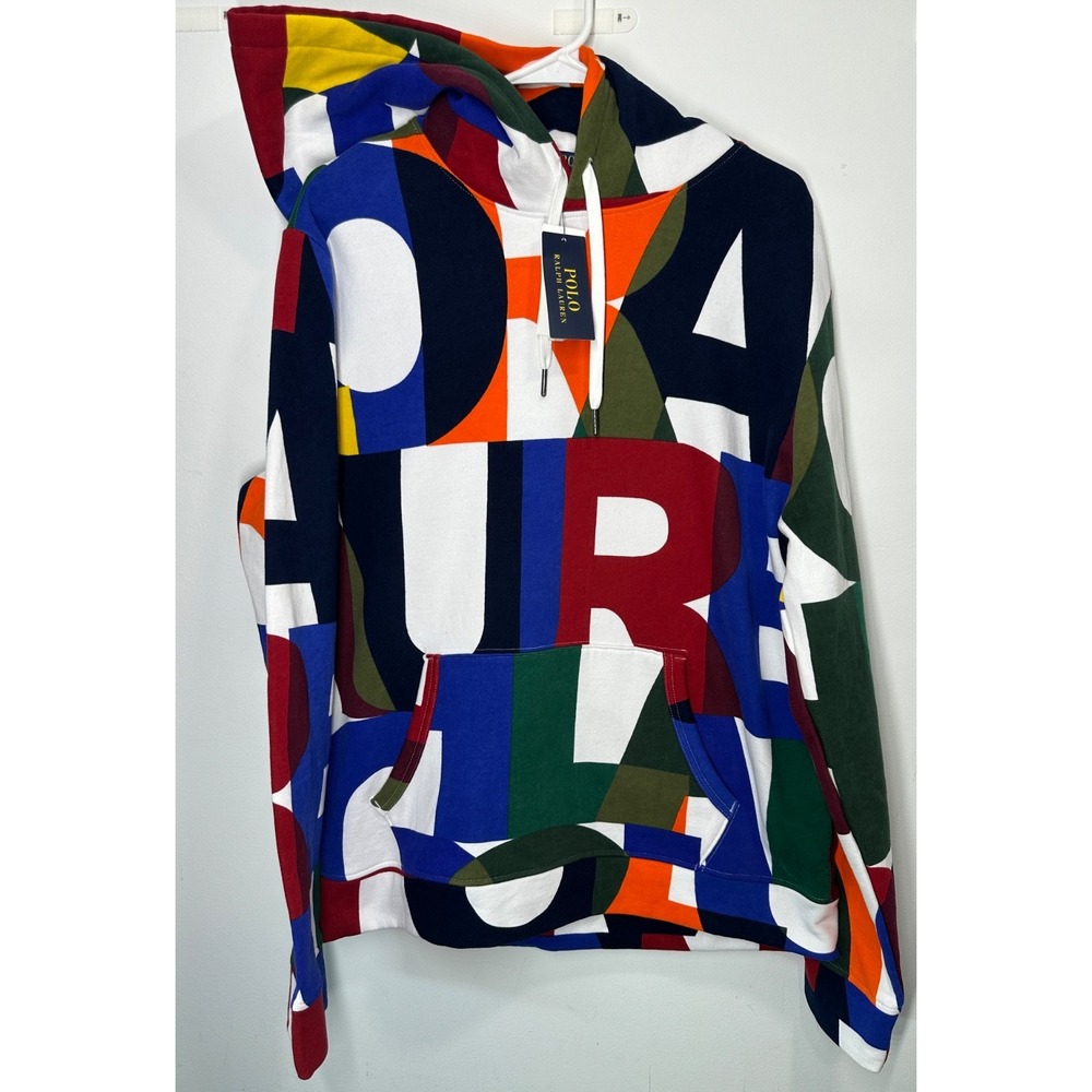 Polo Ralph Lauren The Logo Fleece Hoodie All Over Monogram Logo Pullover - Large